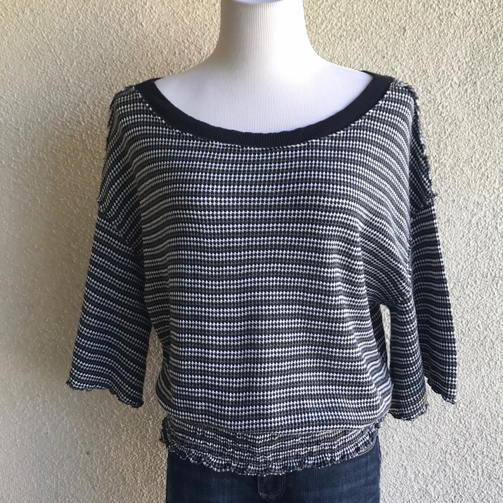 Free People Ebony Striped Waffle-Knit Top